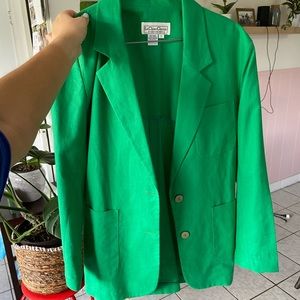Vintage green linen blazer